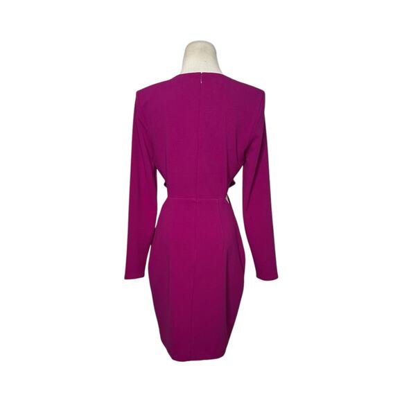 Express fuchsia long sleeves side cut outs mini dress size small - Picture 2 of 12